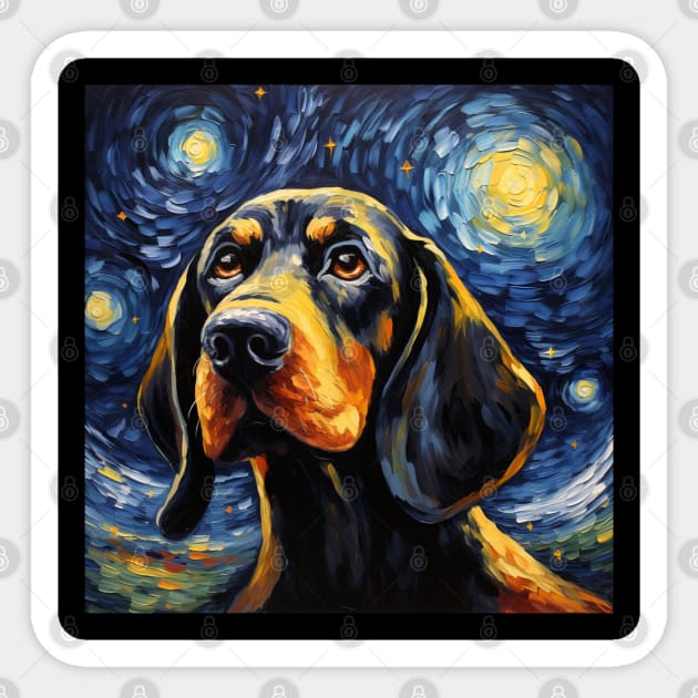 Black and Tan Coonhound Portrait Painting Sticker by NatashaCuteShop